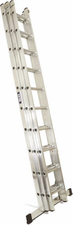Lyte 3.0m 3-Section Industrial EN131 Pro Aluminium Extension Ladder