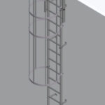 Hymer 3.64m Fixed Vertical Aluminium Ladder with Safety Cage