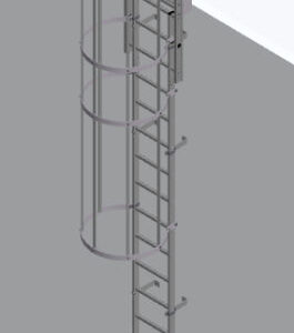 Hymer 7.28m Fixed Vertical Aluminium Ladder with Safety Cage
