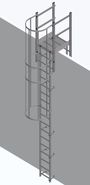 Hymer Fixed Vertical Aluminium Ladders – Roof Parapet with Hoops and Crossover