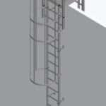 Hymer 5.60m Fixed Vertical Aluminium Ladder – Roof Parapet with Hoops and Crossover