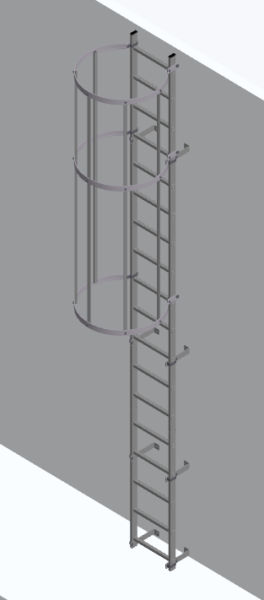 Hymer 3.64m Fixed Vertical Aluminium Ladder – Roof Hatch Access with Hoop