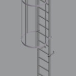 Hymer 5.60m Fixed Vertical Aluminium Ladder – Roof Hatch Access with Hoop