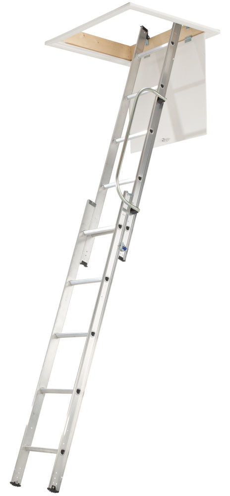 Werner 2-Section Aluminium Loft Ladder with Handrail