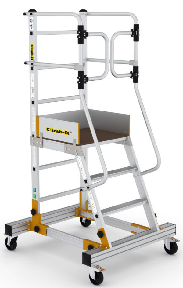 Climb-It Aluminium 4 Tread EN131 Pro Mobile Step with Safety Gate