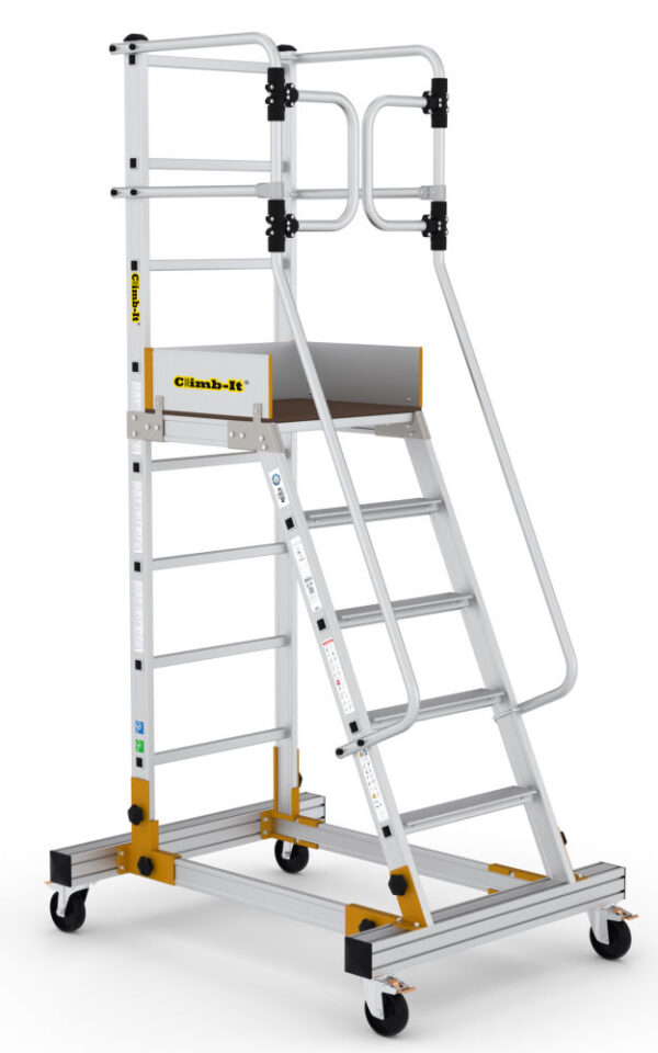 Climb-It Aluminium 6 Tread EN131 Pro Mobile Step with Safety Gate