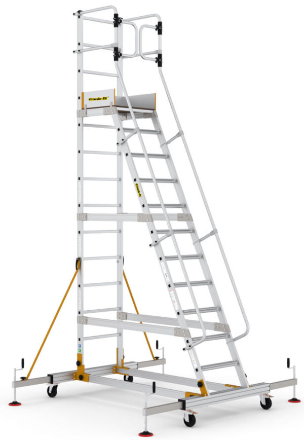 Climb-It Aluminium 12 Tread EN131 Pro Mobile Step with Safety Gate