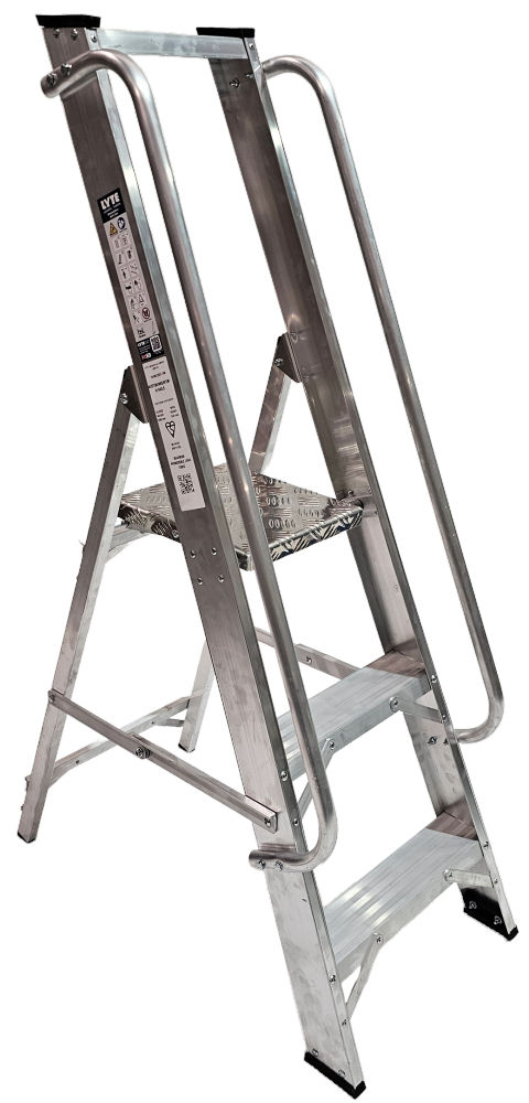 Lyte Magnastep 3 Tread Aluminium Platform Step Ladder with Handrails