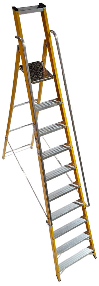 Lyte Magnastep 10 Tread Glassfibre Platform Step Ladder with Handrails