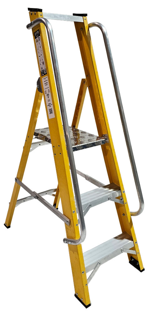 Lyte Magnastep 3 Tread Glassfibre Platform Step Ladder with Handrails