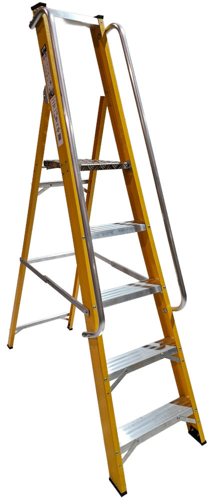 Lyte Magnastep 5 Tread Glassfibre Platform Step Ladder with Handrails