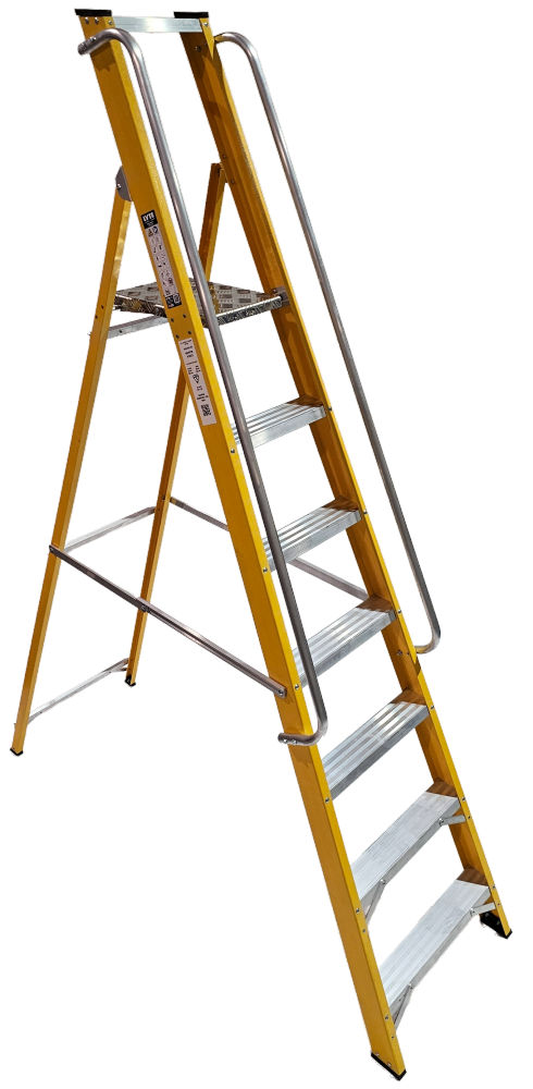 Lyte Magnastep 7 Tread Glassfibre Platform Step Ladder with Handrails