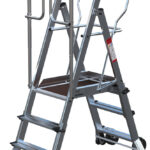 ALPHADECK 3-4 Rung Adjustable Podium Step Ladder