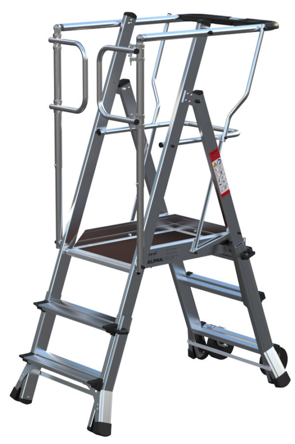 ALPHADECK 3-4 Rung Adjustable Podium Step Ladder