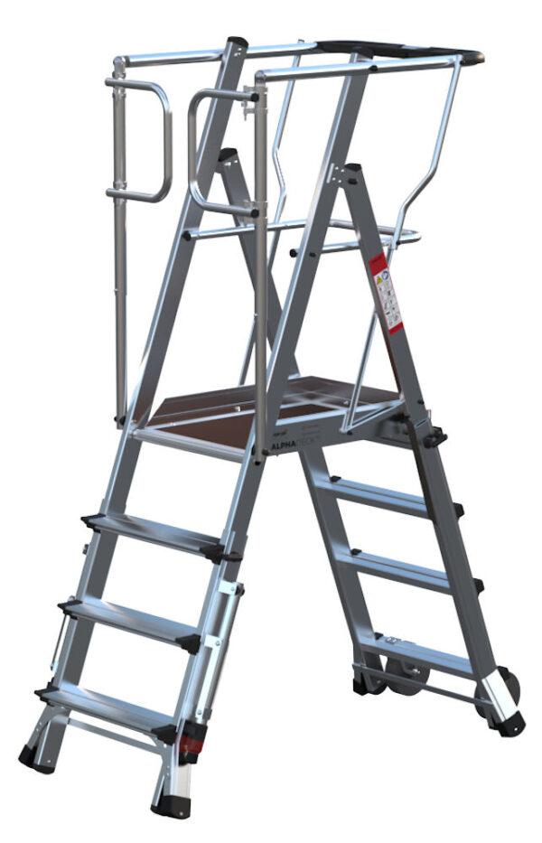 ALPHADECK 4-6 Rung Adjustable Podium Step Ladder