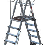 ALPHADECK 5-8 Rung Adjustable Podium Step Ladder
