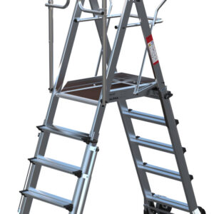 ALPHADECK 5-8 Rung Adjustable Podium Step Ladder