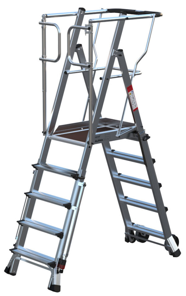ALPHADECK 5-8 Rung Adjustable Podium Step Ladder