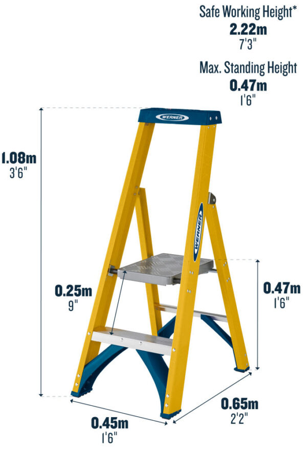 Werner 717 Series 2 Tread GRP Platform Step Ladder