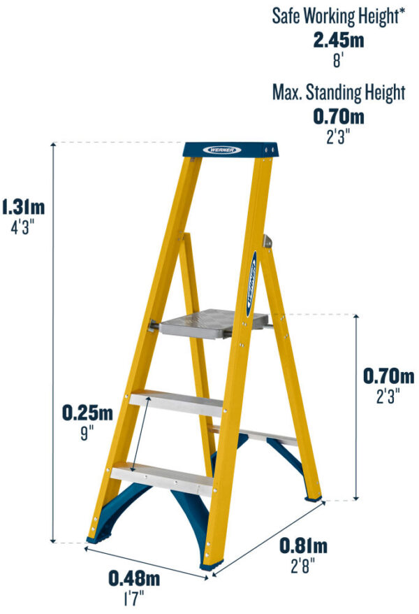 Werner 717 Series 3 Tread GRP Platform Step Ladder