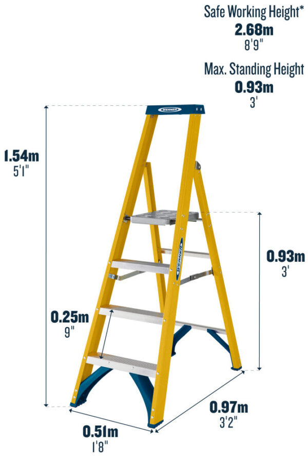 Werner 717 Series 4 Tread GRP Platform Step Ladder