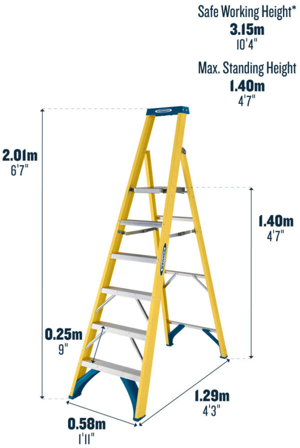 Werner 717 Series 6 Tread GRP Platform Step Ladder