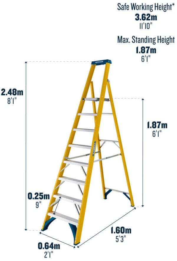 Werner 717 Series 8 Tread GRP Platform Step Ladder