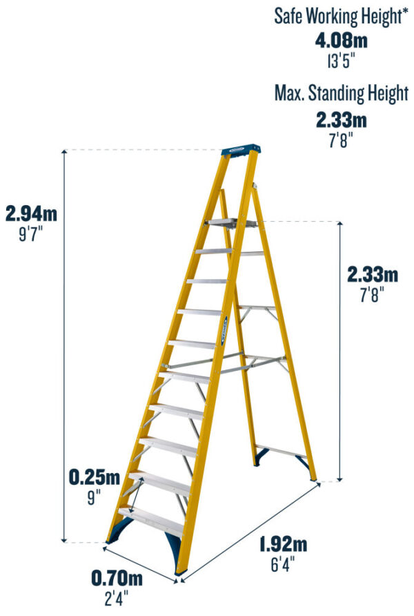 Werner 717 Series 10 Tread GRP Platform Step Ladder
