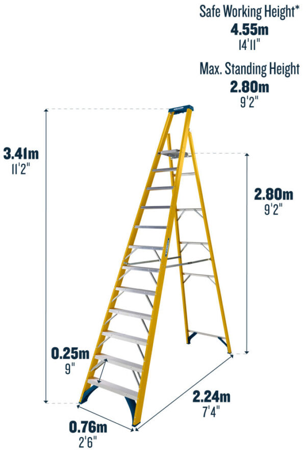Werner 717 Series 12 Tread GRP Platform Step Ladder